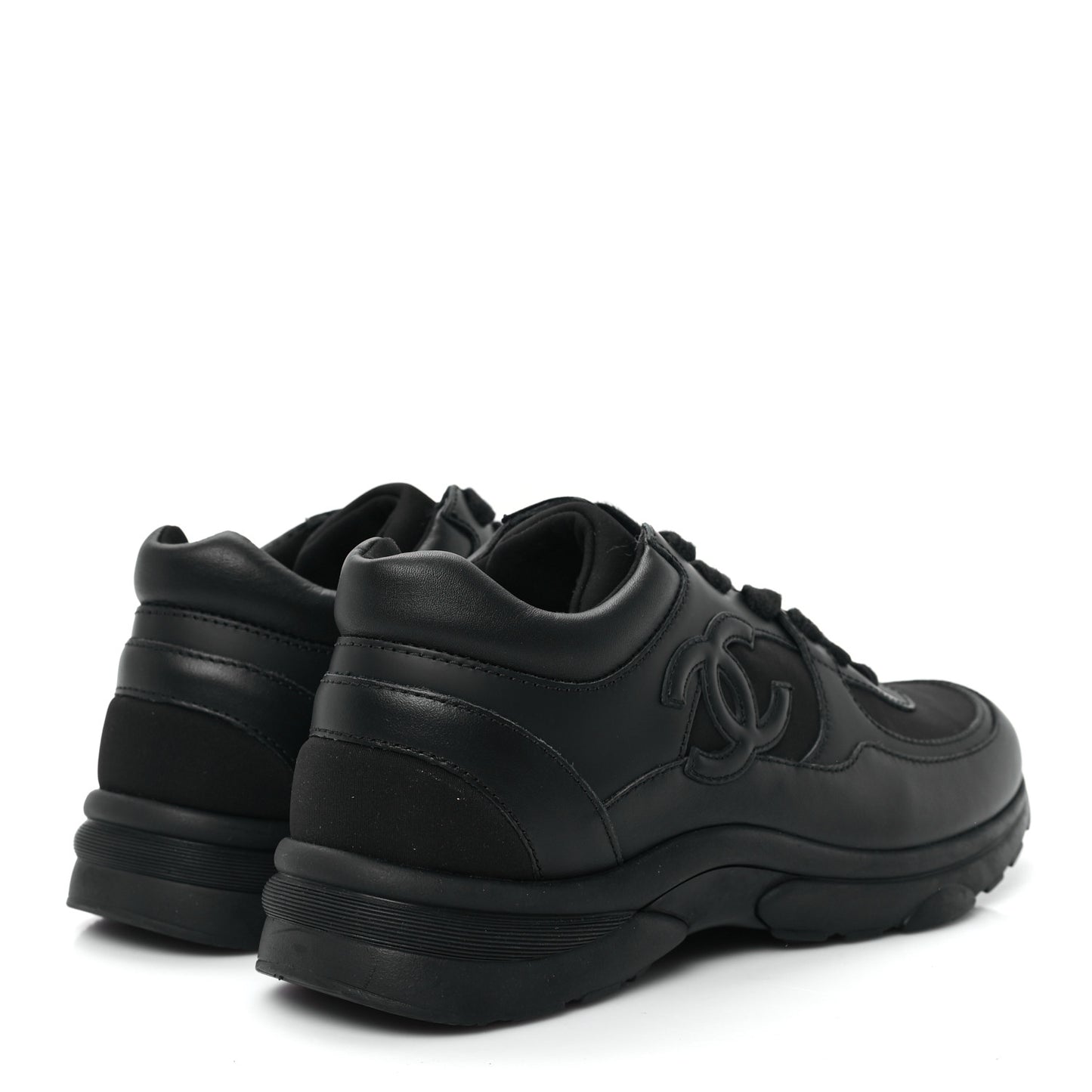 Lambskin Fabric CC Uniform Sneakers 38 Black