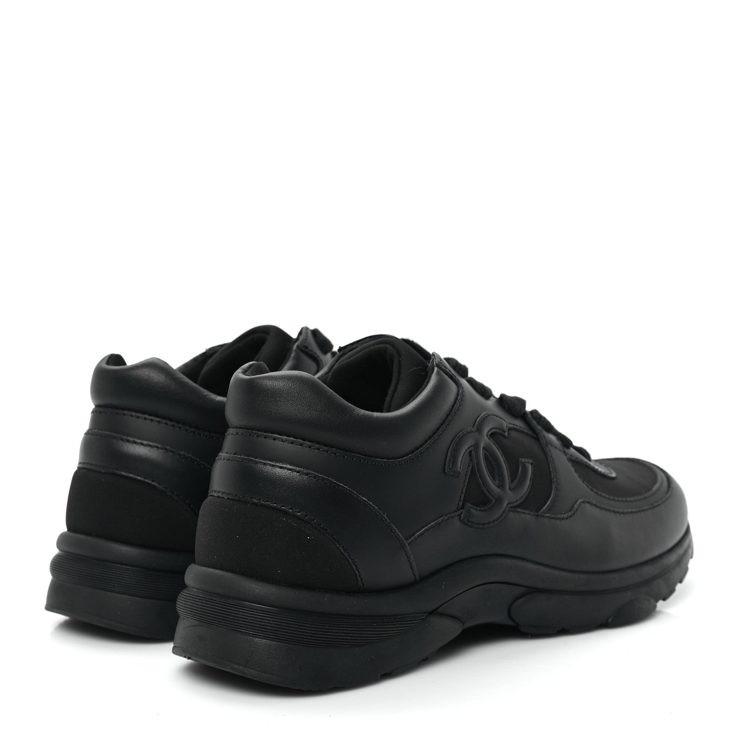 Chanel Lambskin Fabric CC Uniform Sneakers 38 Black 5 of 9