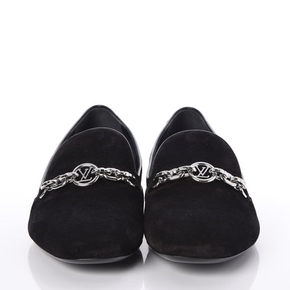 Louis Vuitton Suede Schoolgirl Flat Slippers 39 Black 2 of 8
