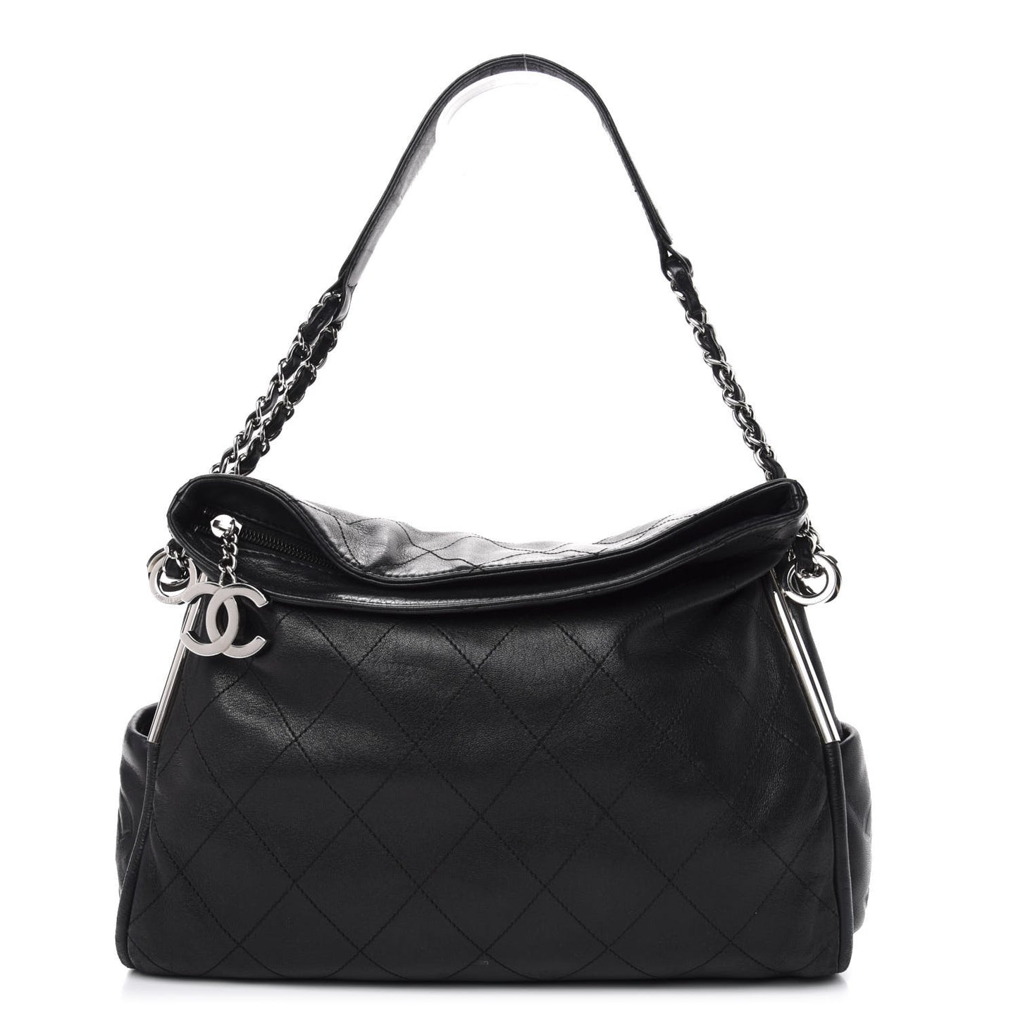 Lambskin Stitched Medium Ultimate Soft Tote Black