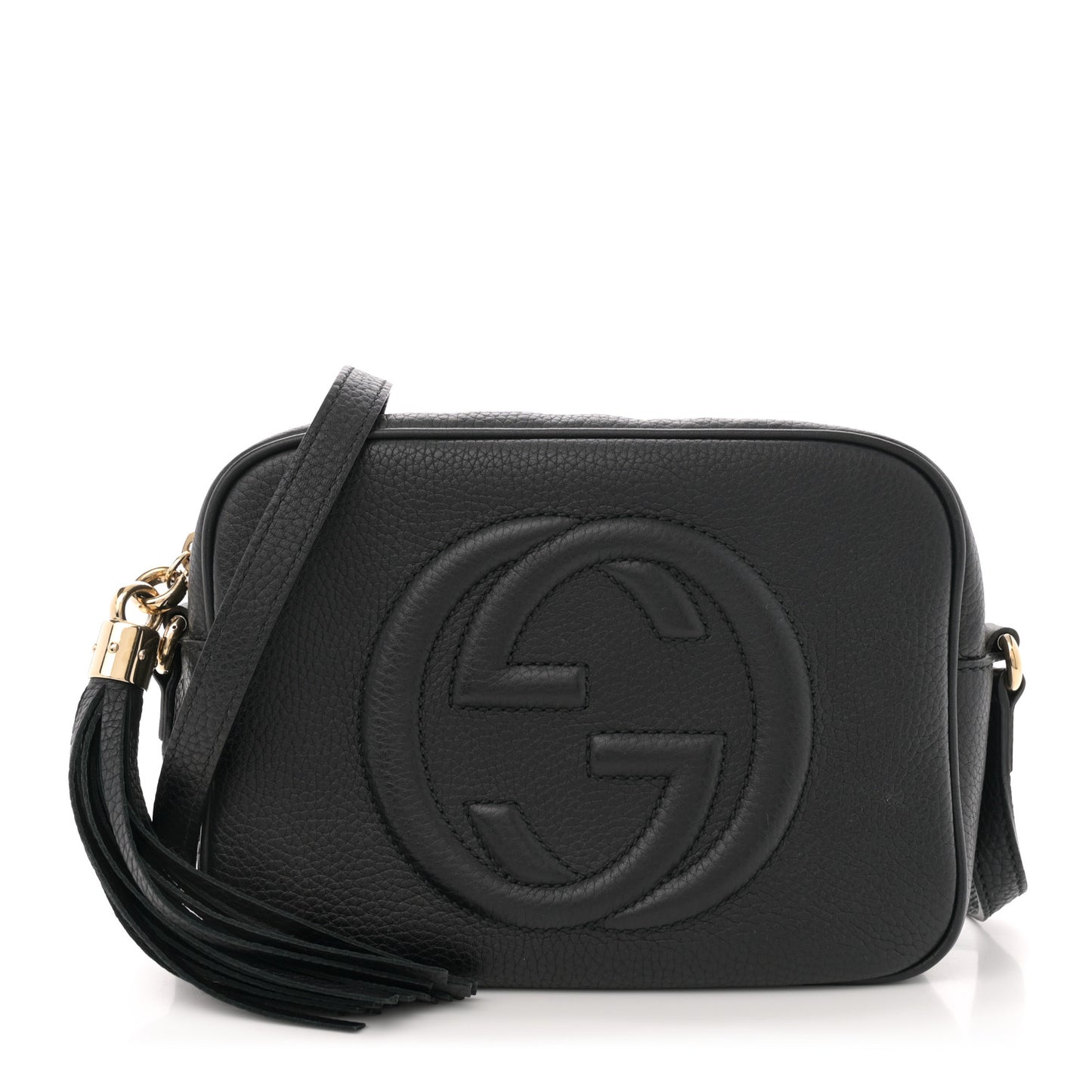 Pebbled Calfskin Small Soho Disco Bag Black