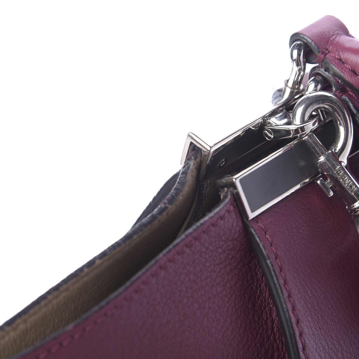 Fendi Vitello Dolce Marmol Shiny Nappa Petite 3Jours Tote Bordeaux 9 of 17