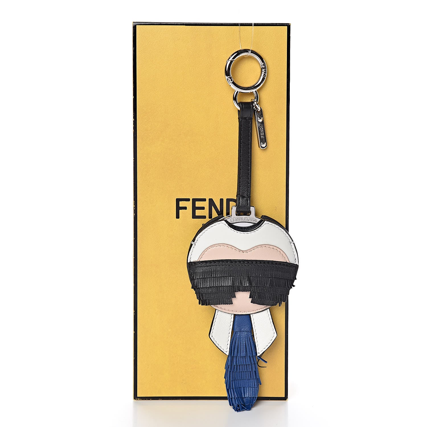 Fendi Nappa Fringe Karlito Mirror Bag Charm Zaffiro 3 of 3