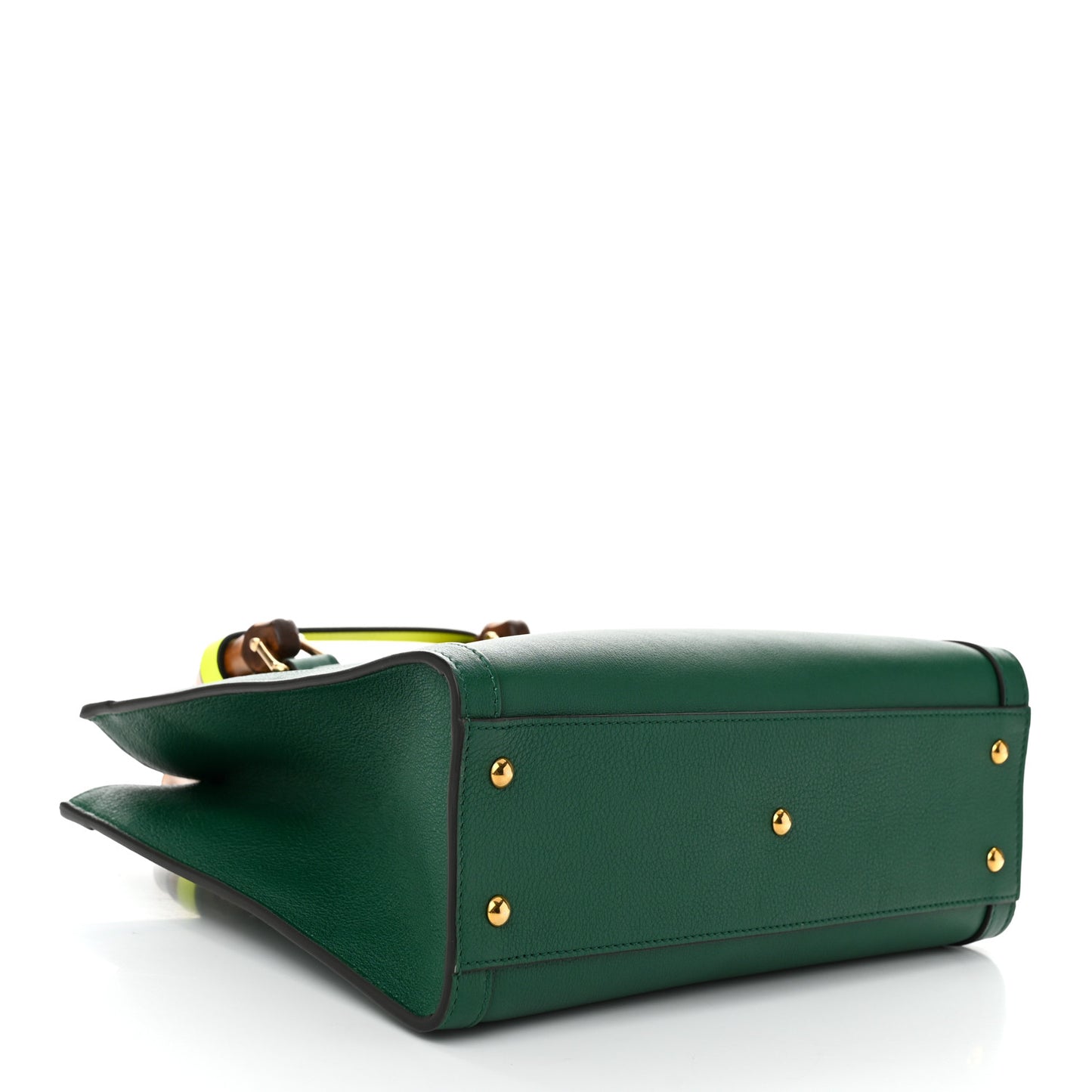 Wonka Grain Calfskin Small Diana Tote Bag Green Yellow Fluo
