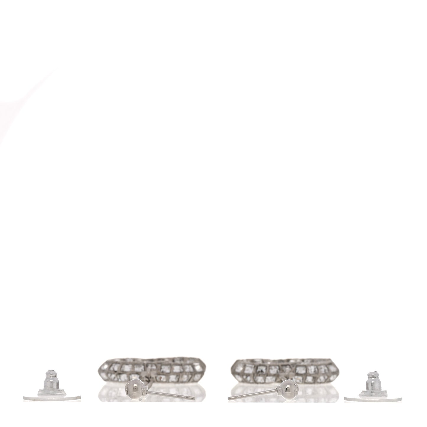 Baguette Crystal CC Drop Earrings Silver
