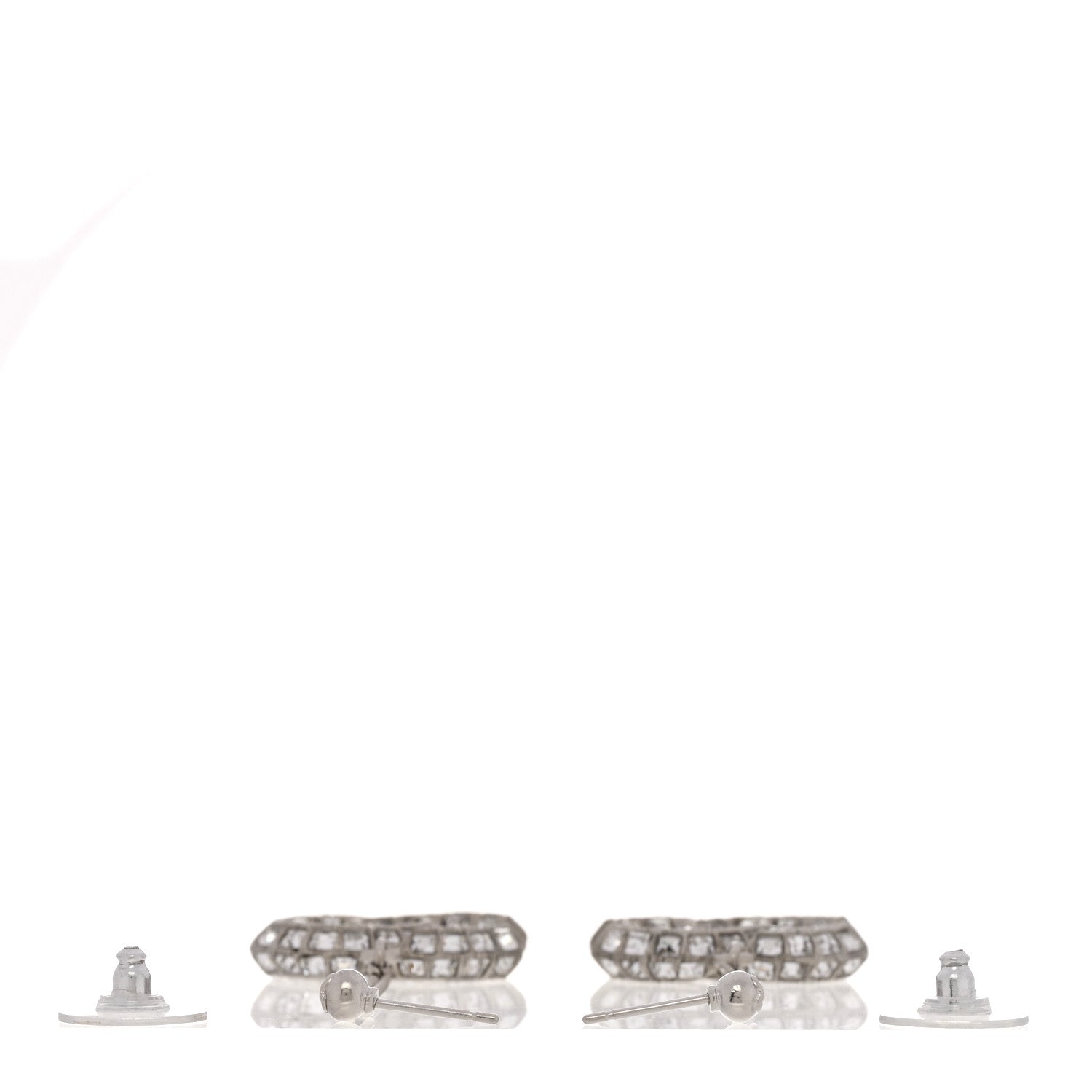 Chanel Baguette Crystal CC Drop Earrings Silver 3 of 5