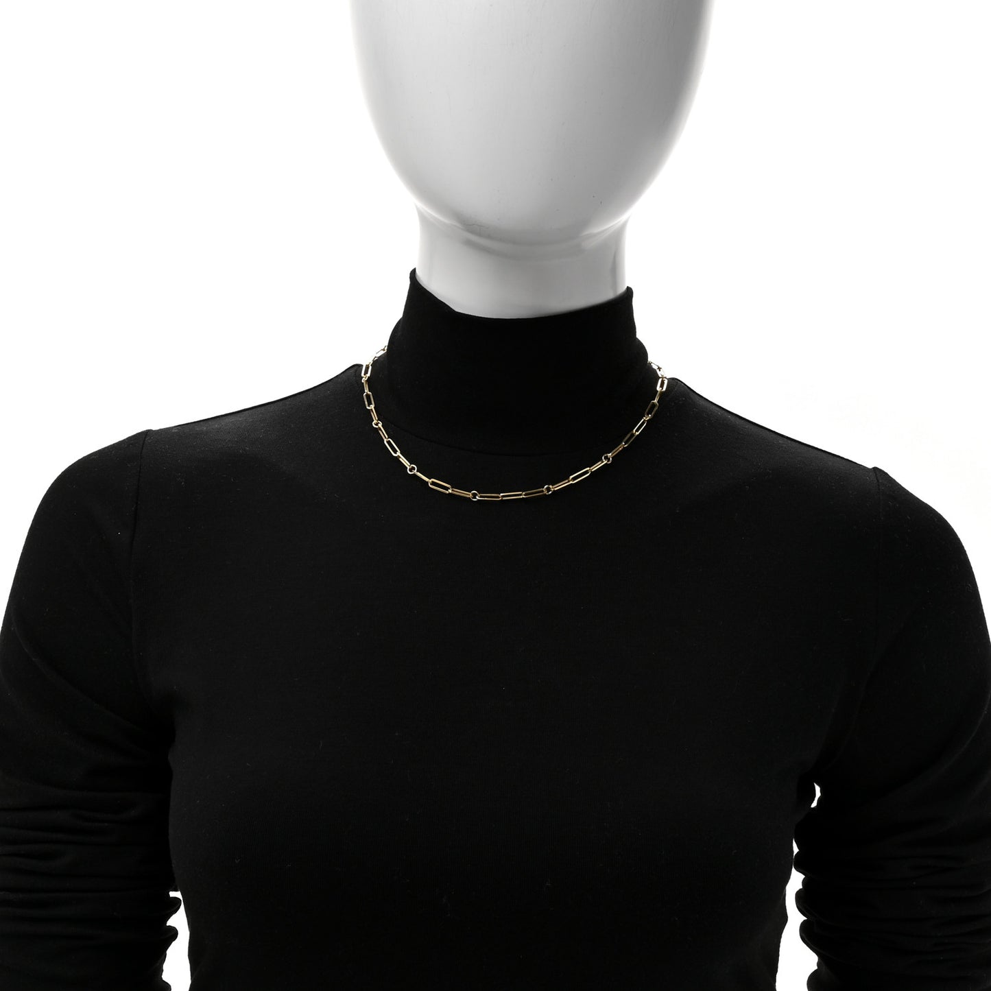 18K Yellow Gold Paper Clip Link Necklace