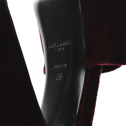 Saint Laurent Velvet Platform Sandals 38 Burgundy 7 of 9
