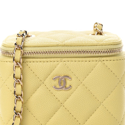 Chanel Caviar Quilted Mini Vanity Case With Chain Yellow 10 of 10