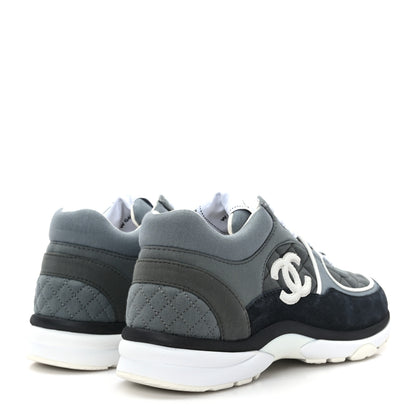 Chanel Fabric Suede Calfskin Quilted CC Sneakers 37 Dark Grey 4 of 7