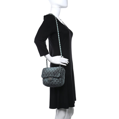 Chanel Washed Denim Quilted Small Denimpression Flap Blue Black 2 of 9