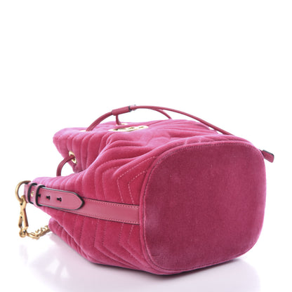 Gucci Velvet Matelasse GG Marmont Bucket Bag Light Raspberry Rose 4 of 9