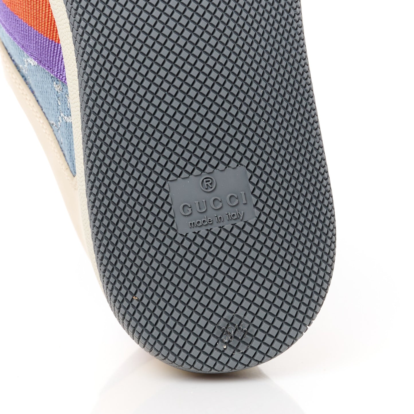 Calfskin Lame GG Monogram Web Womens Screener Sneakers 39.5 Blue Silver Dusty Milk Shine Purple