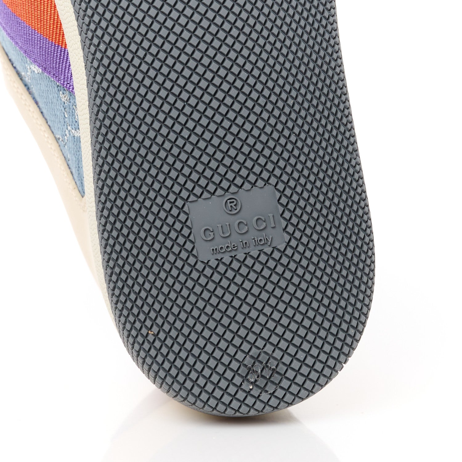 Gucci Calfskin Lame GG Monogram Web Womens Screener Sneakers 39.5 Blue Silver Dusty Milk Shine Purple 7 of 10