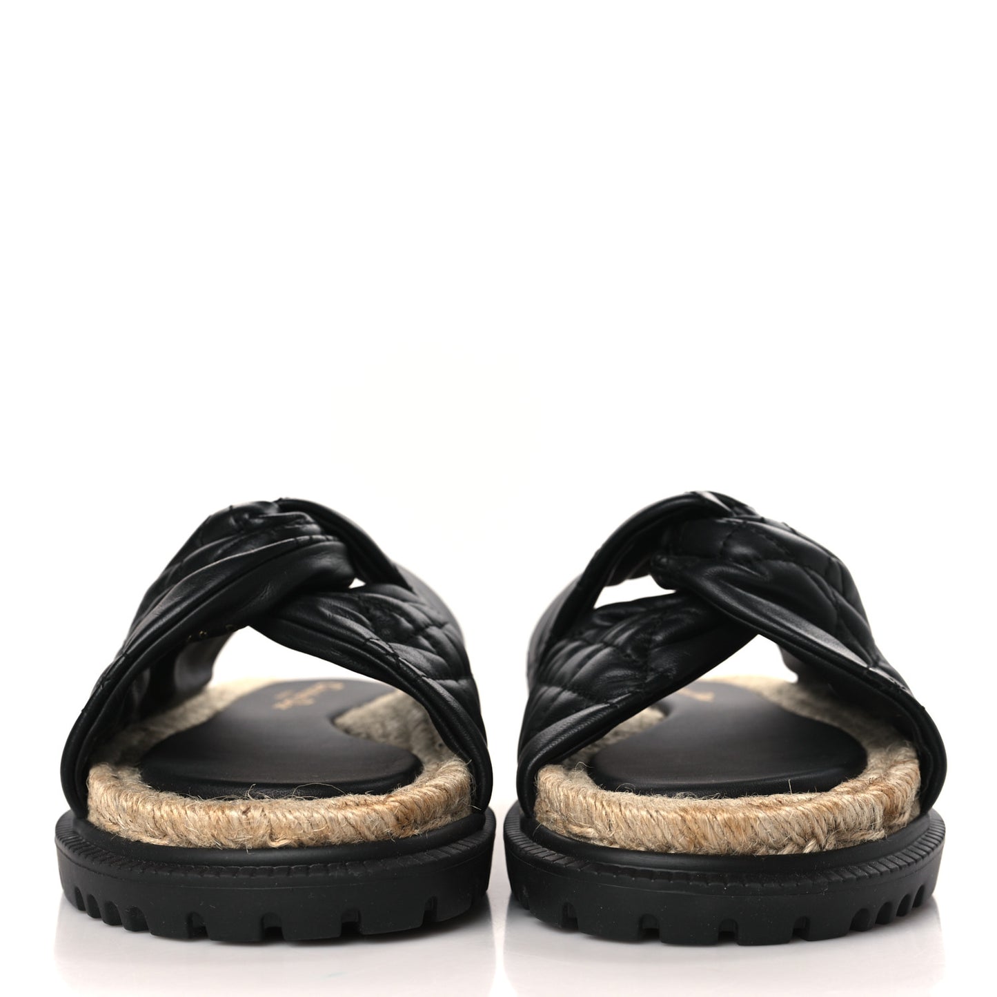 Calfskin Cannage Dtwist Espadrille Platform Sandals 39 Black