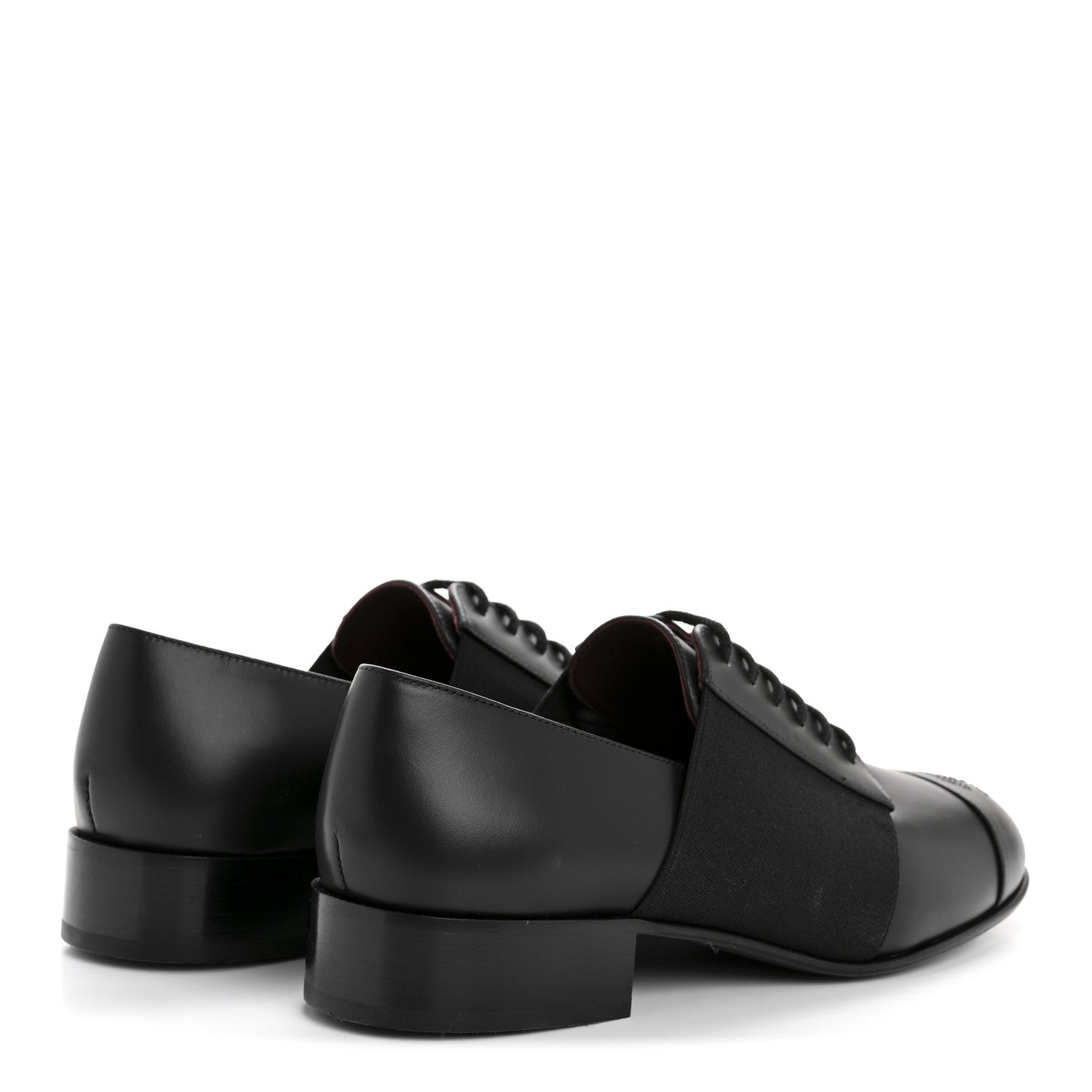Chanel Calfskin Elastic Lace Up Cap Toe CC Loafers 37.5 Black 5 of 9