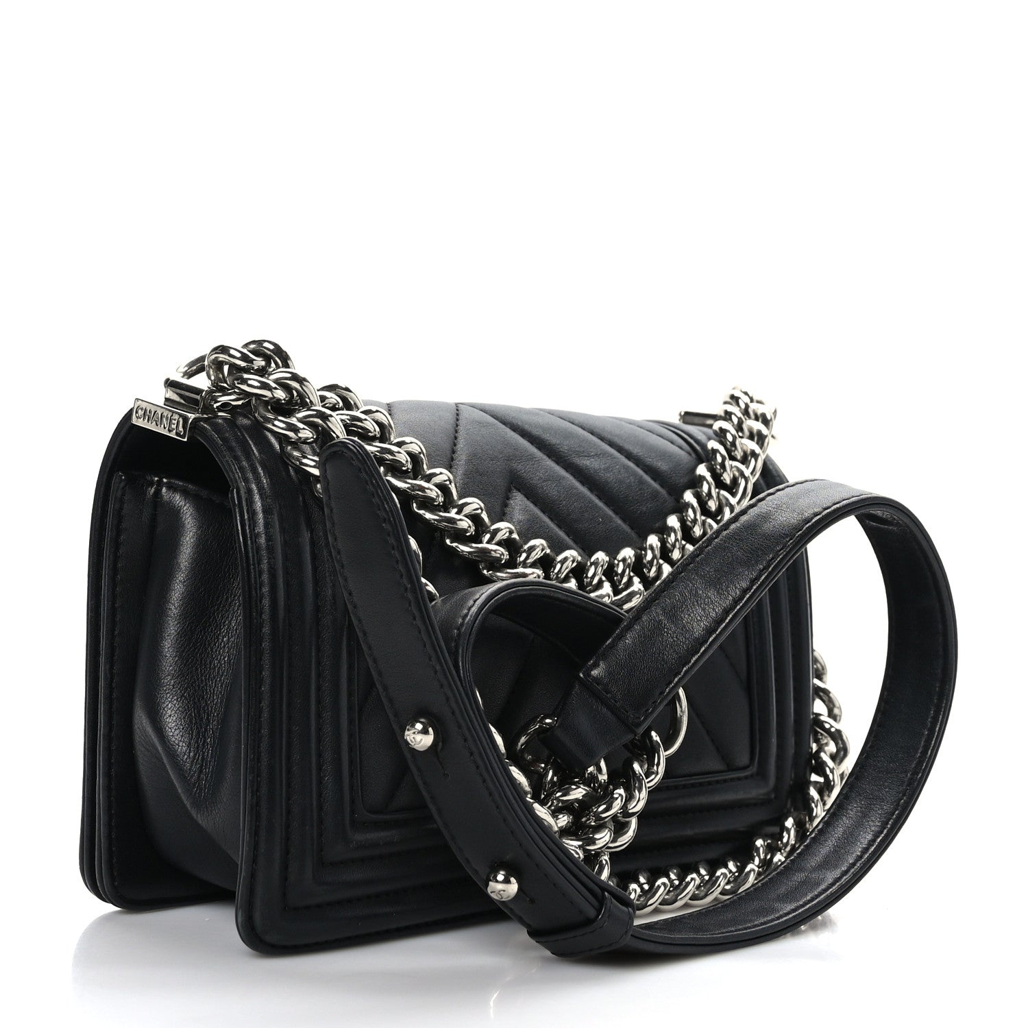 Chanel Calfskin Chevron Quilted Small Boy Flap Black 2 of 9