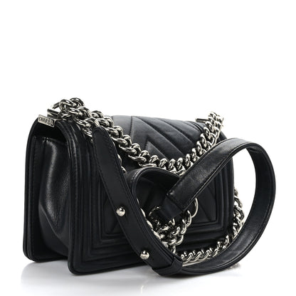 Chanel Calfskin Chevron Quilted Small Boy Flap Black 2 of 9
