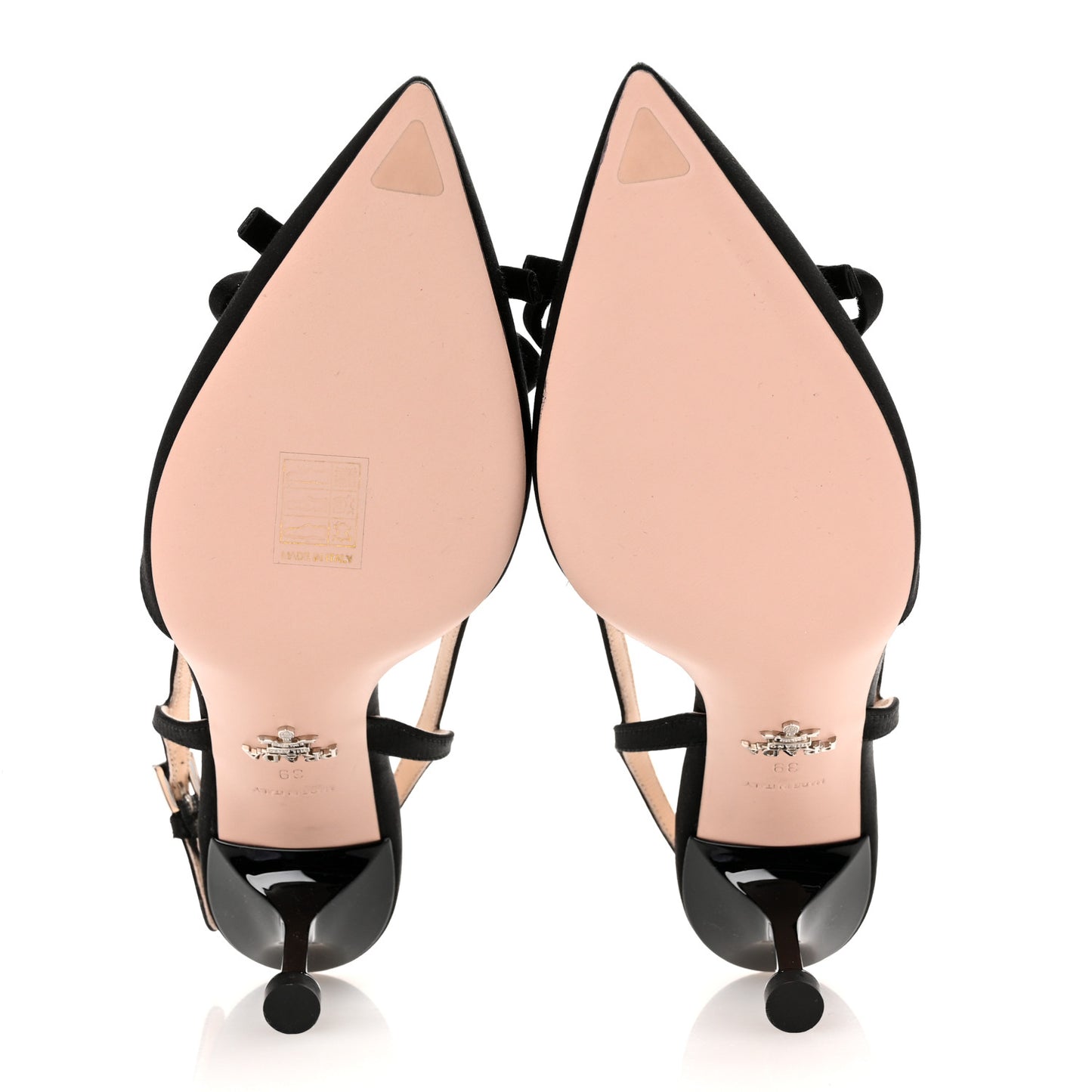 Satin Bow Pointed Toe Slingback Pumps 39 Black