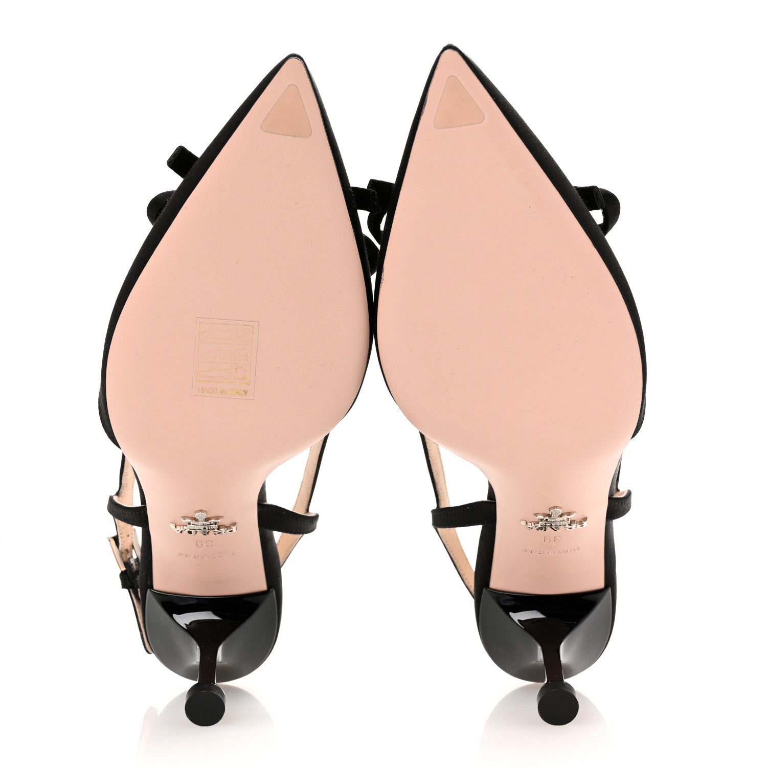 Prada Satin Bow Pointed Toe Slingback Pumps 39 Black 6 of 9