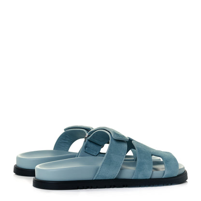 Hermes Suede Goatskin Womens Chypre Sandals 39.5 Vert d'eau 4 of 10
