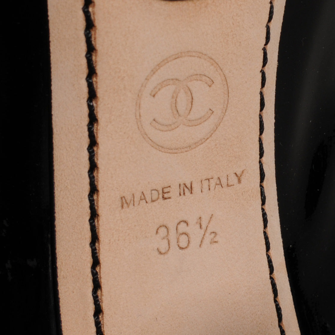 Chanel Patent Elastic Cap Toe Ballet Heels 36.5 Black 7 of 7