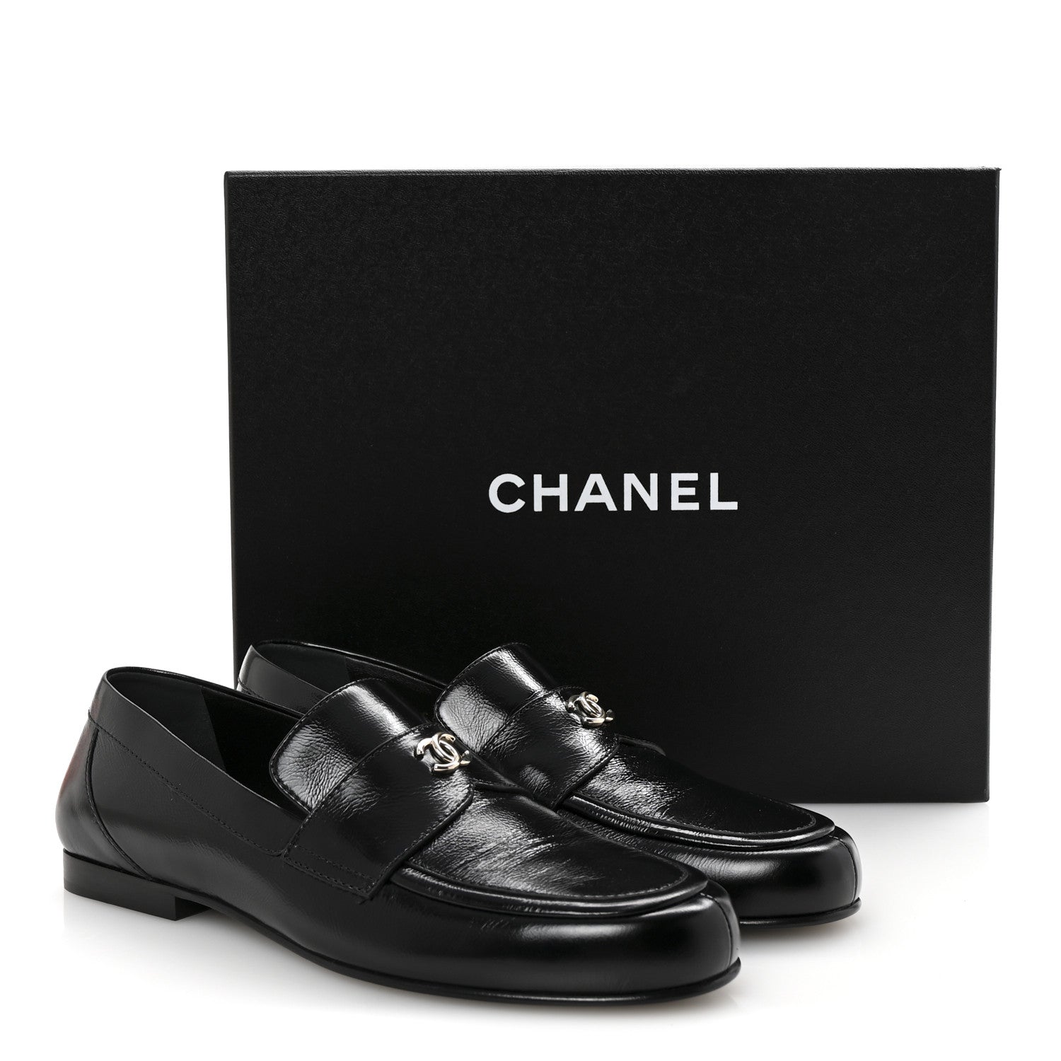 Chanel Calfskin CC Moccasin Loafers 38.5 Black 19 of 20