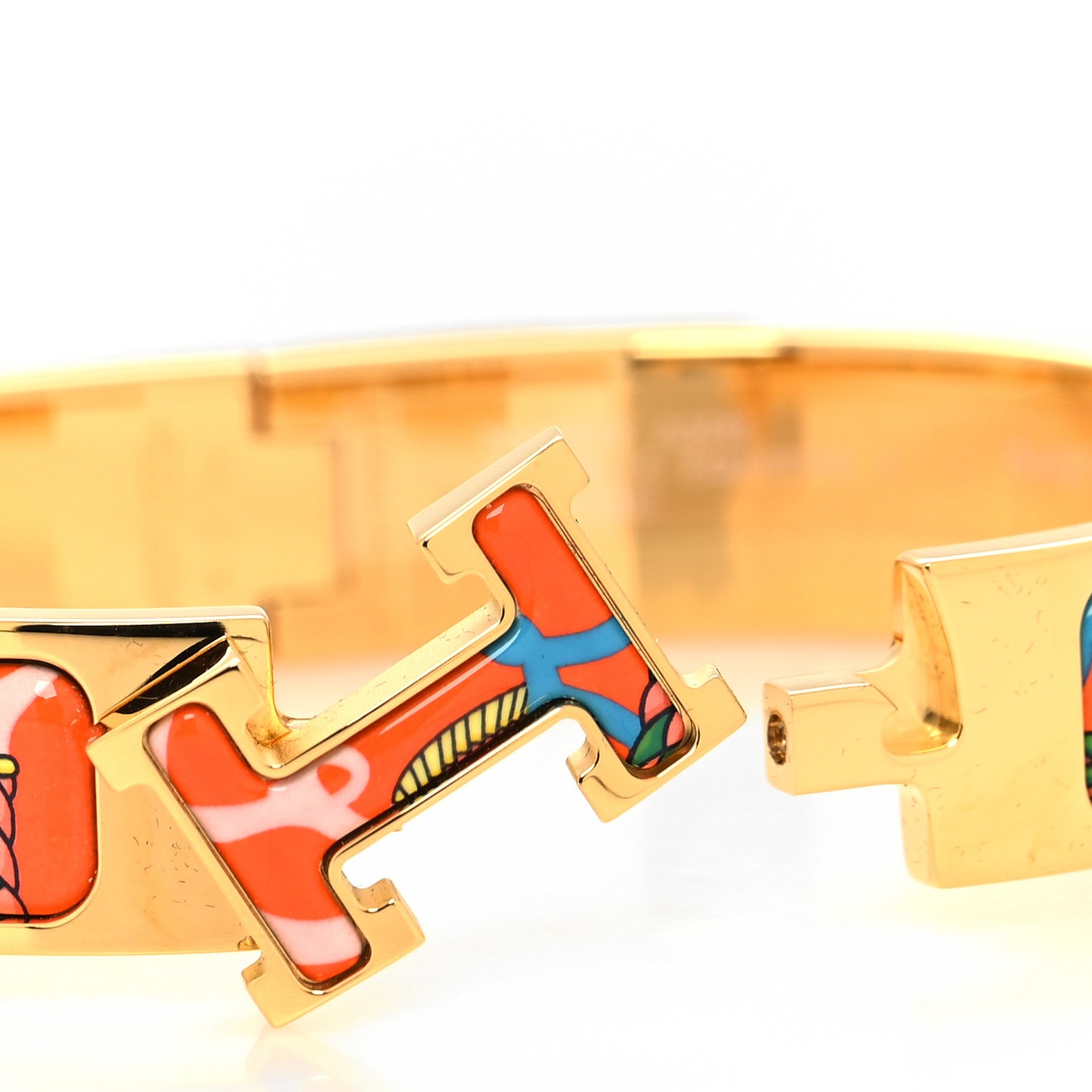 Enamel Printed Panoplie Equestre Narrow Clic Clac H Bracelet PM Tropique