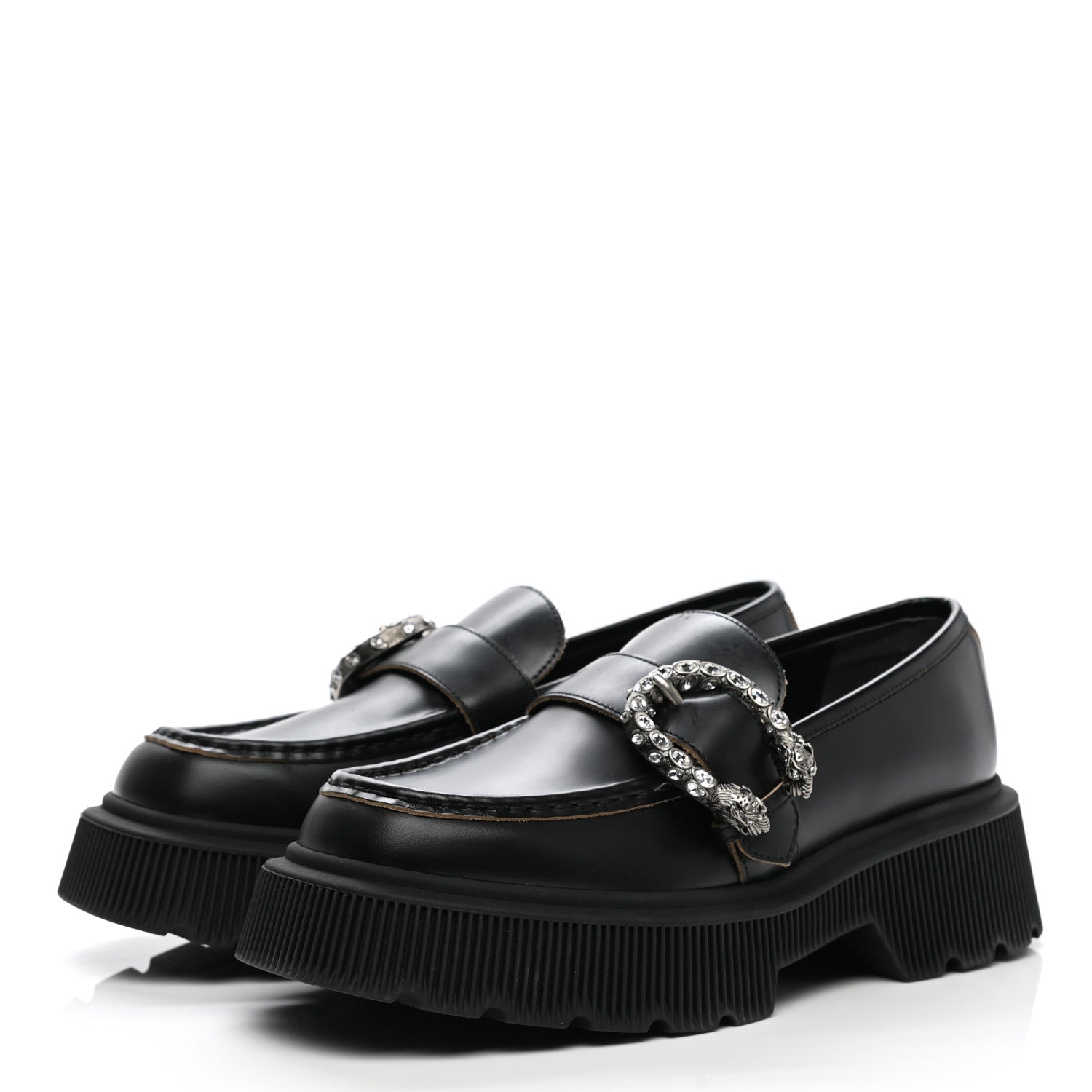 Gucci Cordovan Lux Dionysus Hunder Loafers 39 Black 2 of 12