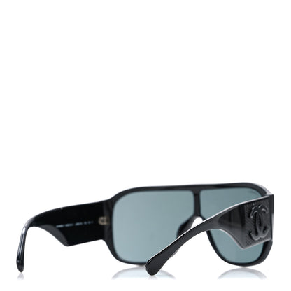 Chanel Acetate Crystal CC Shield Sunglasses 5466-B-A Black 4 of 7