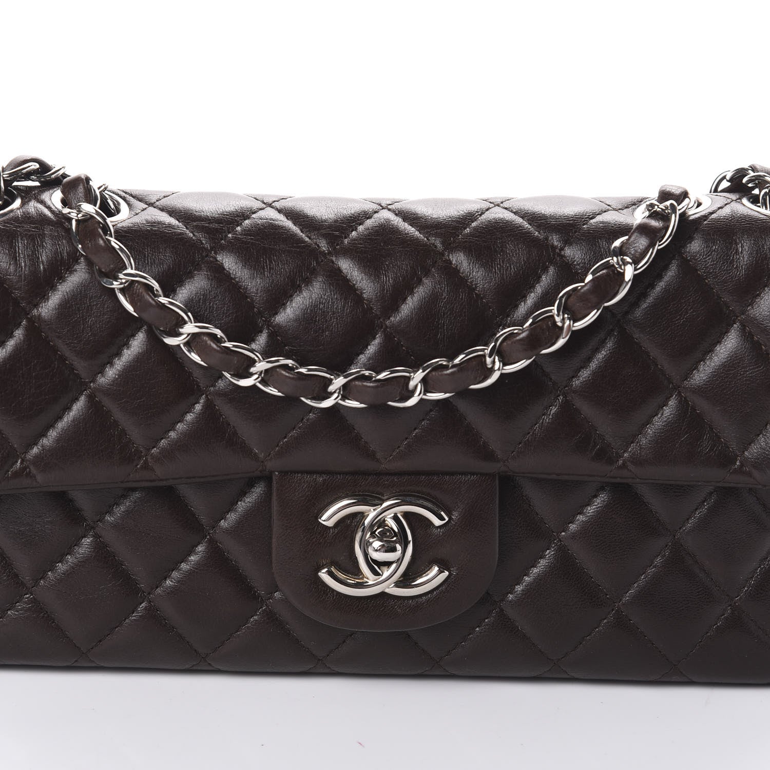 Chanel Lambskin Quilted East West Flap Brown 8 of 10