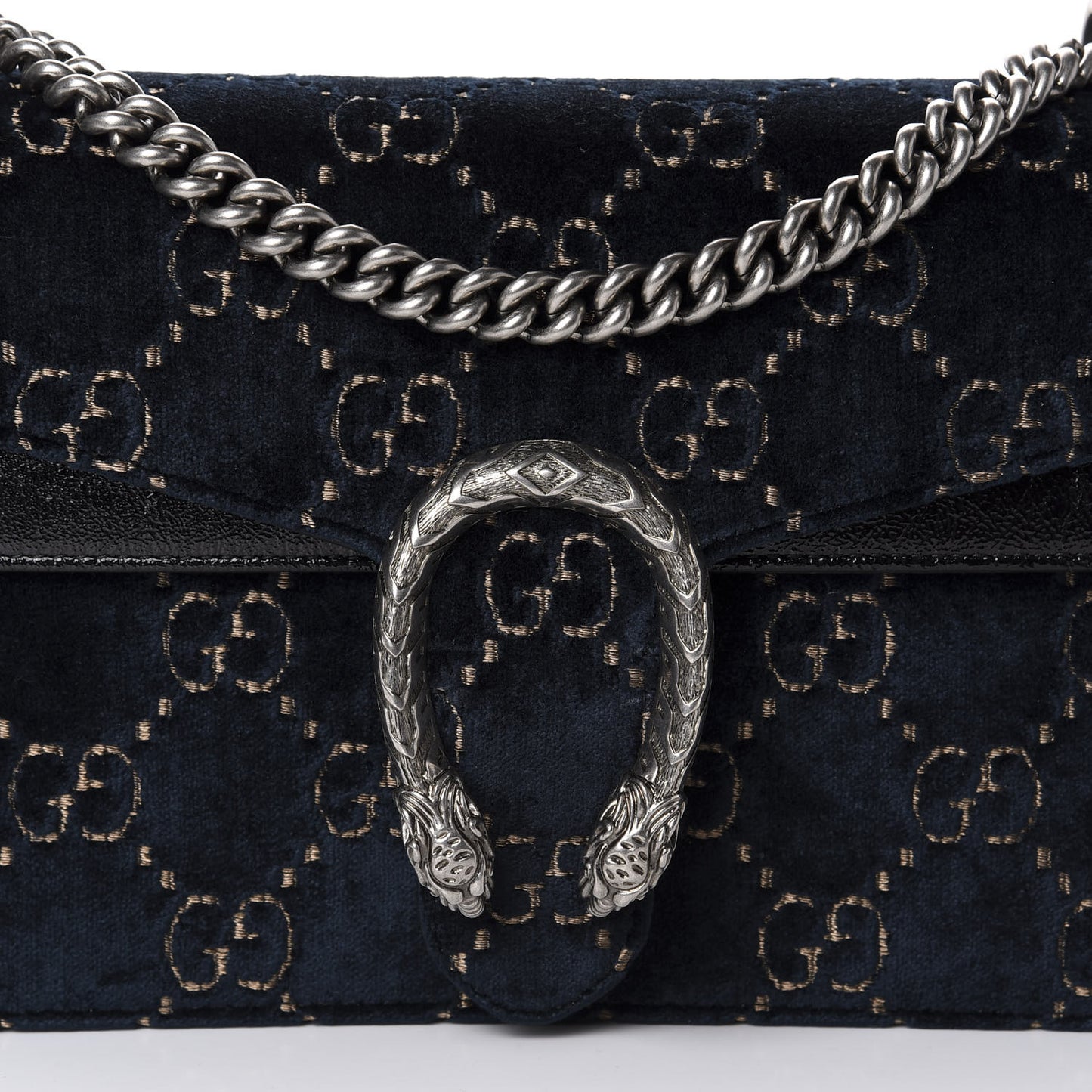 Velvet Skipper GG Monogram Small Dionysus Shoulder Bag Blue Beige Black