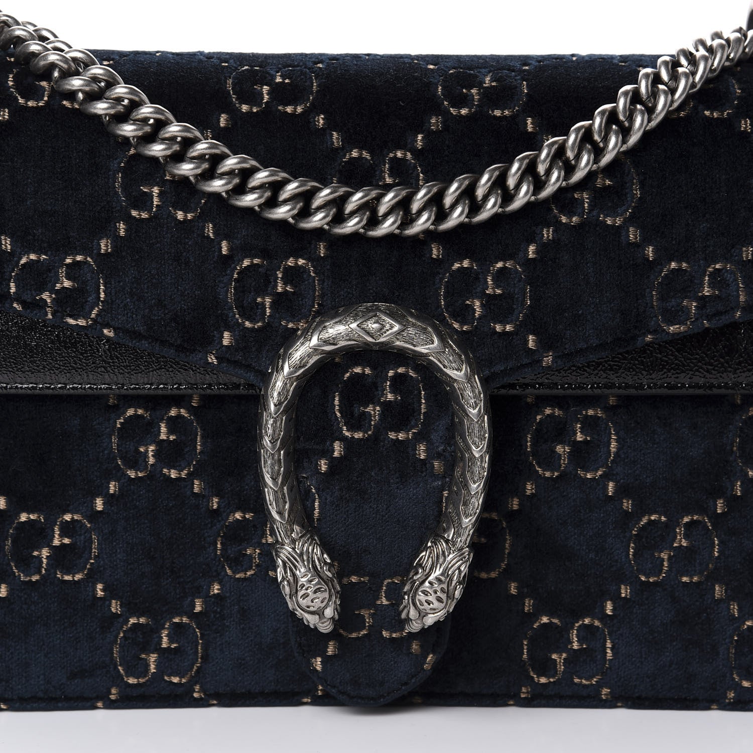 Gucci Velvet Skipper GG Monogram Small Dionysus Shoulder Bag Blue Beige Black 10 of 10