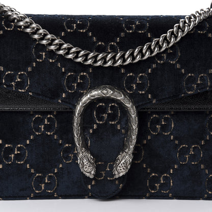 Gucci Velvet Skipper GG Monogram Small Dionysus Shoulder Bag Blue Beige Black 10 of 10