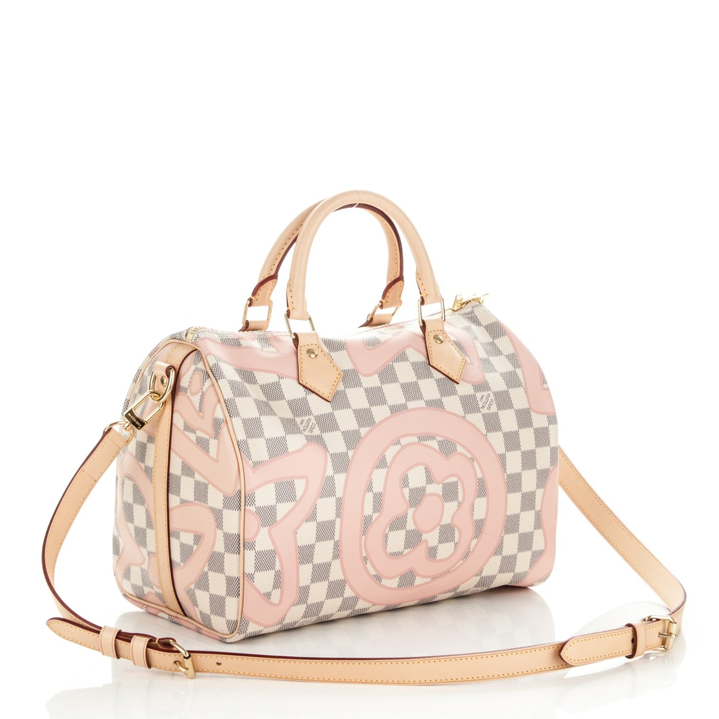 Damier Azur Tahitienne Speedy Bandouliere 30 Rose Ballerine