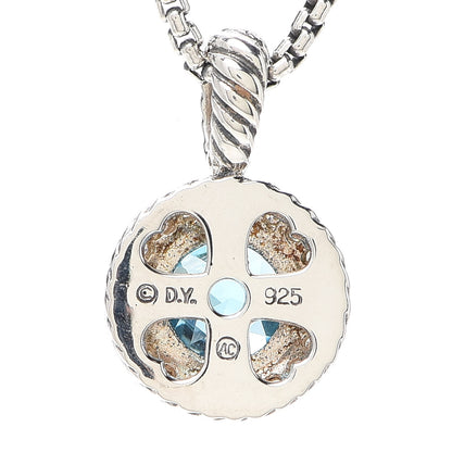 David Yurman Sterling Silver Diamond Blue Topaz 8mm Petite Cerise Pendant Necklace 5 of 5