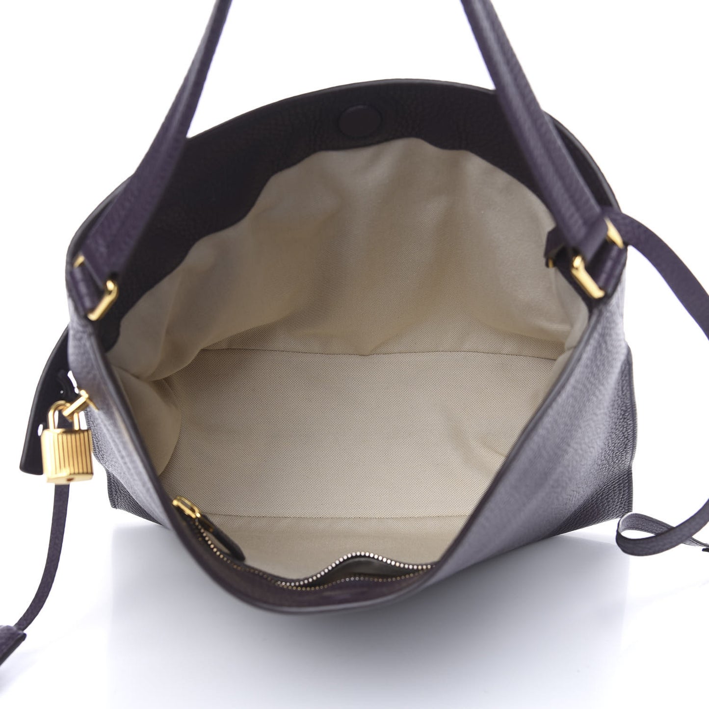 Pebbled Calfskin Small Alix Padlock Zip Hobo Bag Wine