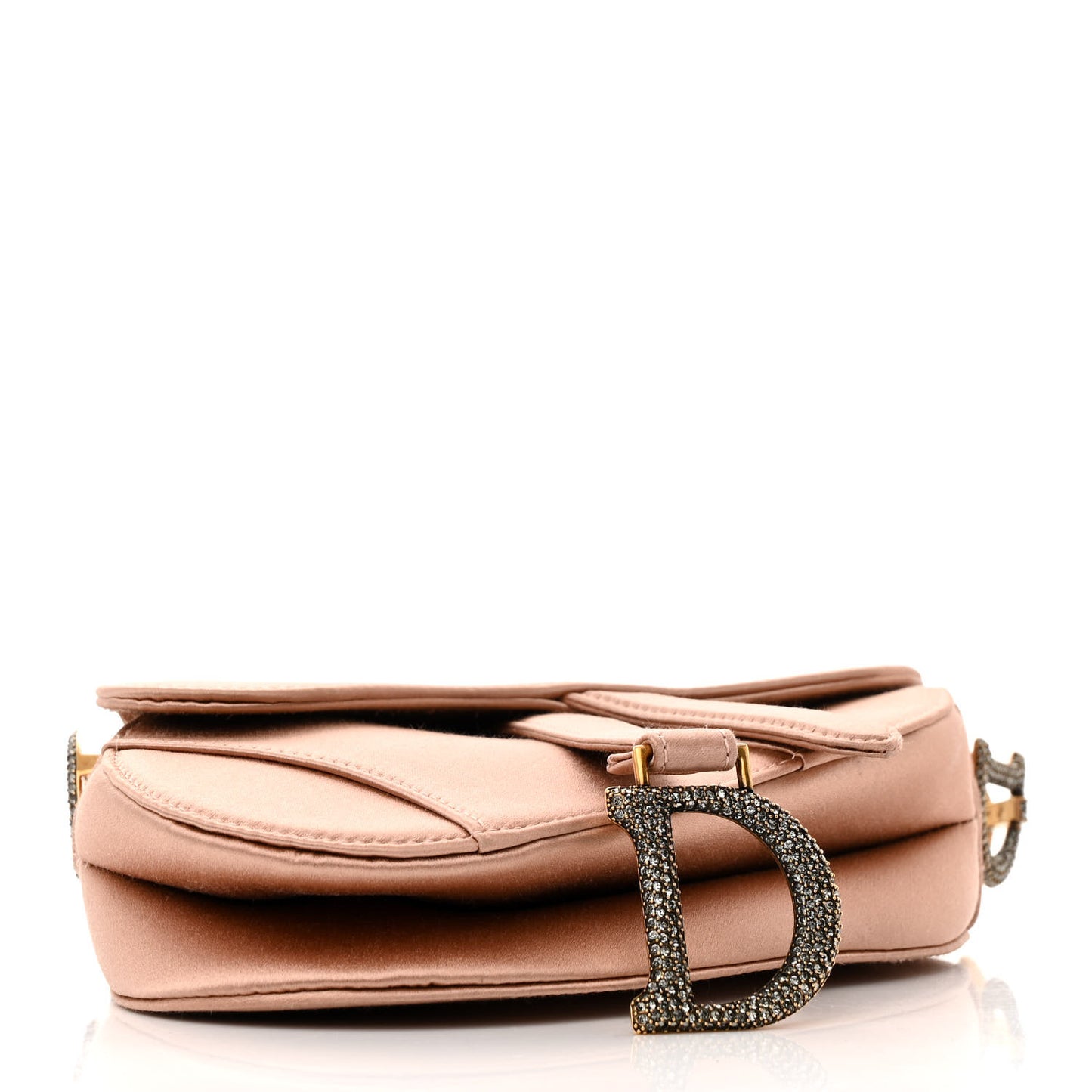 Satin Crystal Mini Saddle Bag Powder Beige
