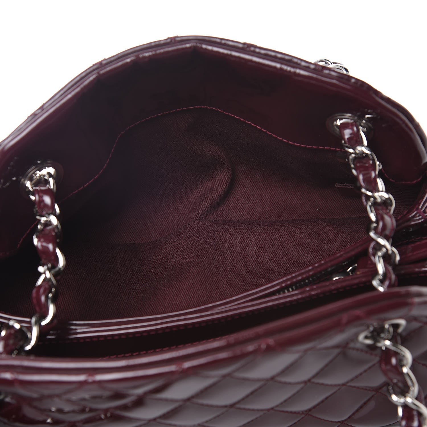 Chanel Patent Quilted Small Just Mademoiselle Burgundy 7 of 11