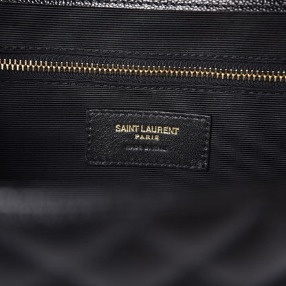 Saint Laurent Grain De Poudre Textured Mixed Matelasse Large Triquilt Monogram Satchel Black 7 of 9