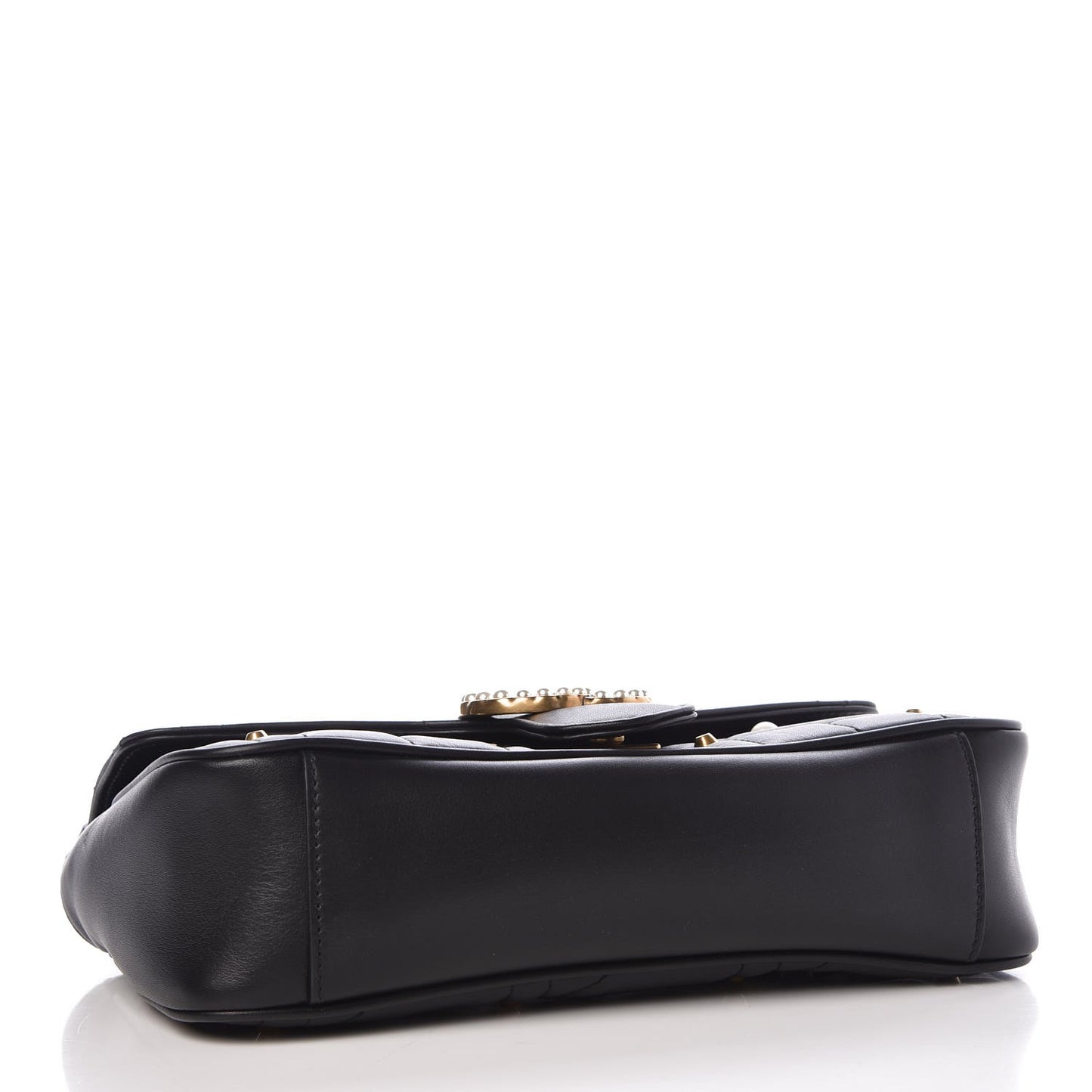 Calfskin Matelasse Studded Small Pearly GG Marmont Shoulder Bag Black