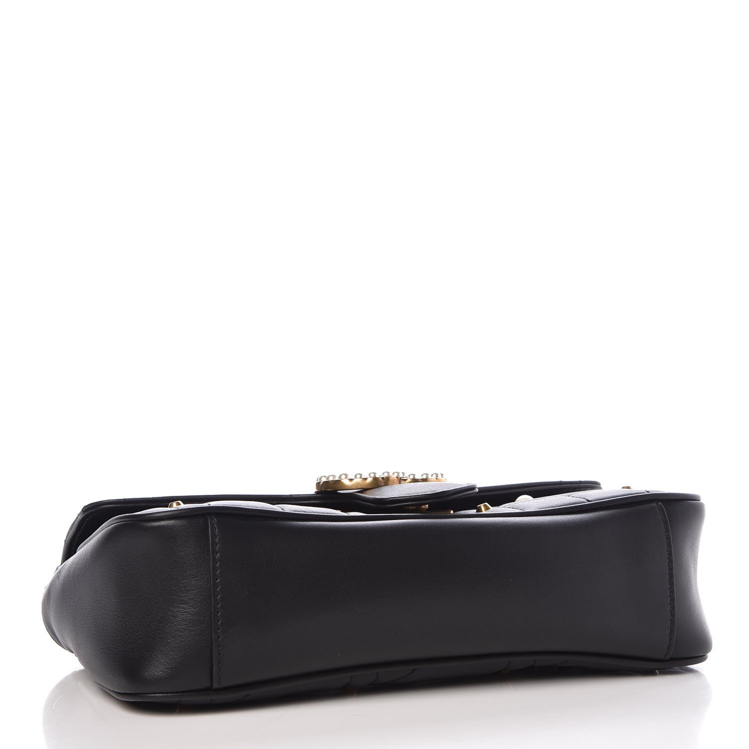 Gucci Calfskin Matelasse Studded Small Pearly GG Marmont Shoulder Bag Black 4 of 7
