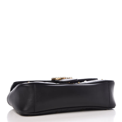 Gucci Calfskin Matelasse Studded Small Pearly GG Marmont Shoulder Bag Black 4 of 7