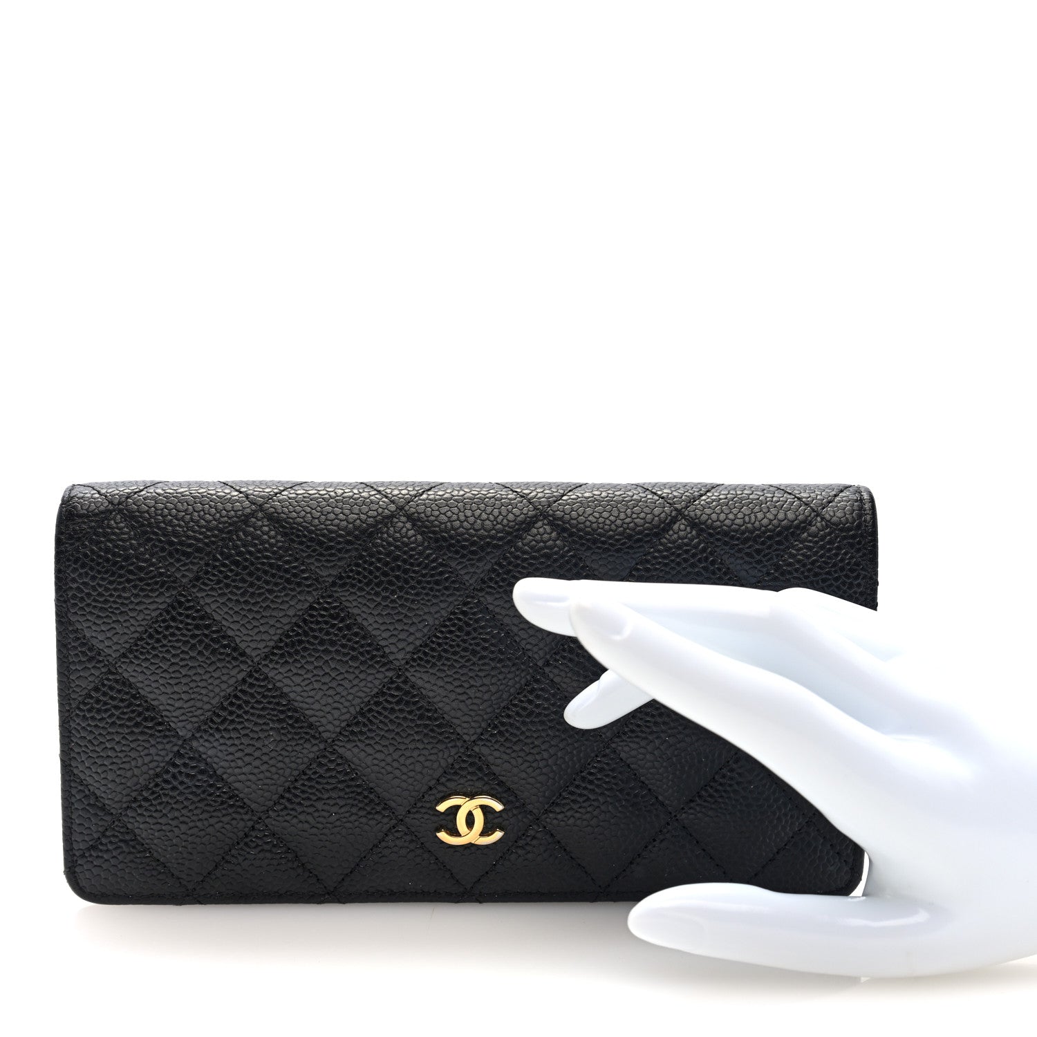 Chanel Caviar Quilted Yen Wallet Black 2 of 8