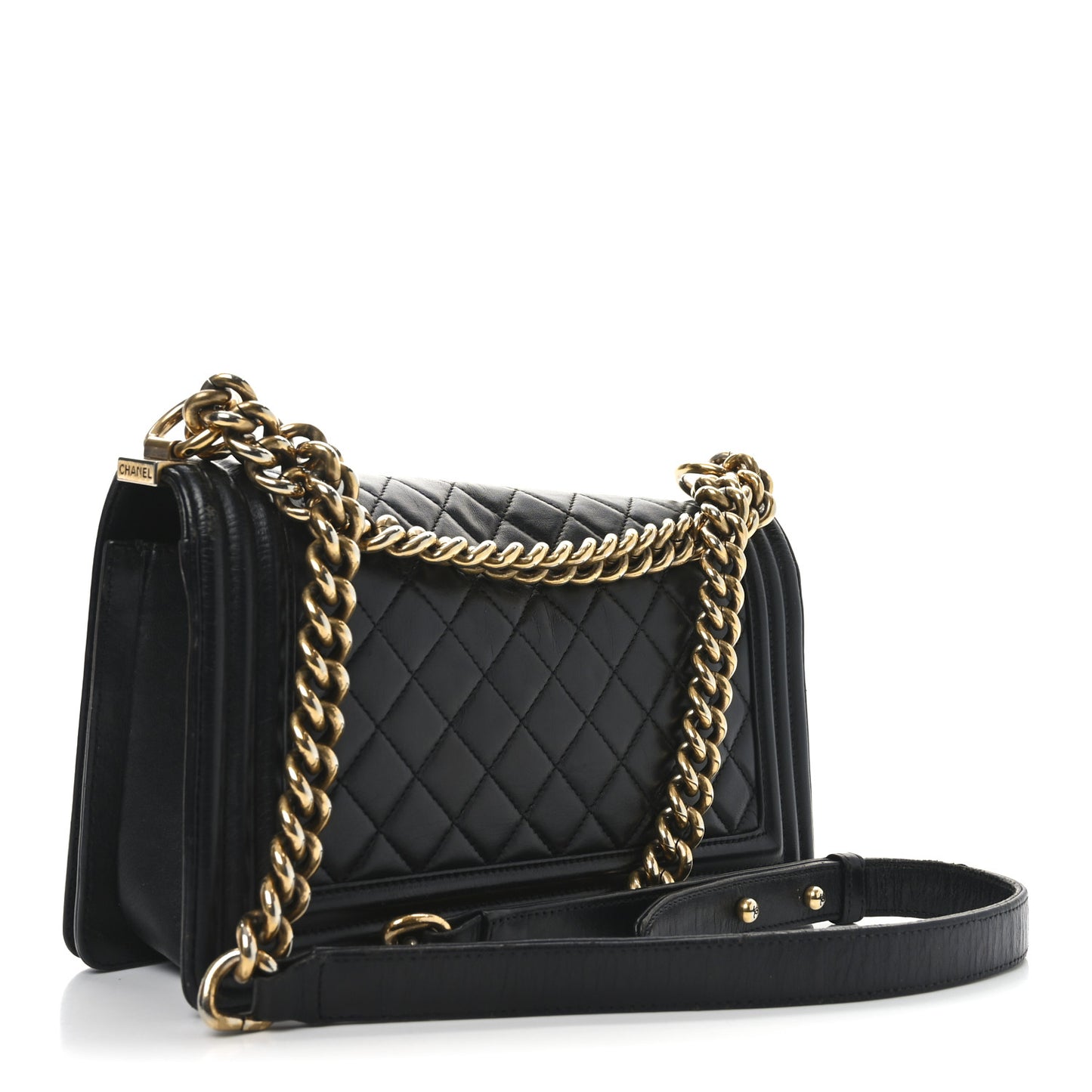 Calfskin Quilted Medium Boy Flap Black
