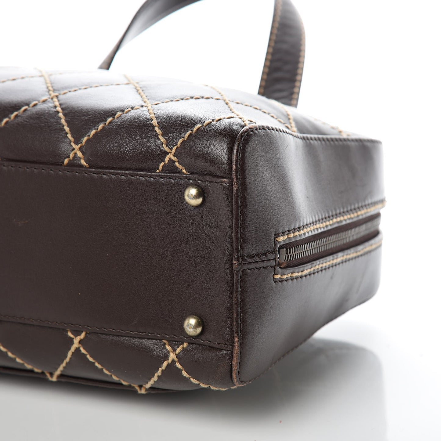 Calfskin Wild Stitch Top Handle Bag Brown