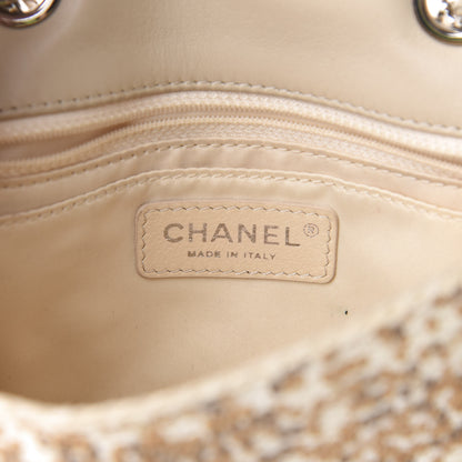 Chanel Raffia Sequin Small Single Flap Beige Gold 6 of 13