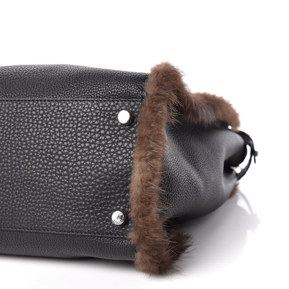 Fendi Calfskin Romano Mink Fur Selleria Large Peekaboo Essential Iconic Satchel Black 6 of 10