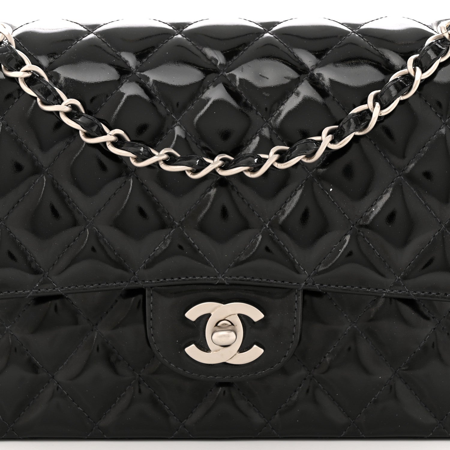 Chanel Patent Quilted Medium Double Flap Black 8 of 11