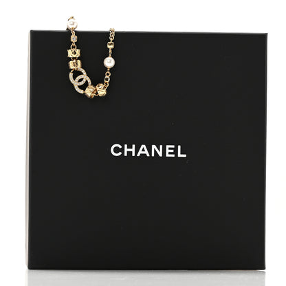 Chanel Pearl Crystal CC Quilted Choker Necklace Gold 5 of 5